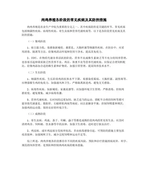 肉鸡养殖各阶段的常见疾病及其防控措施