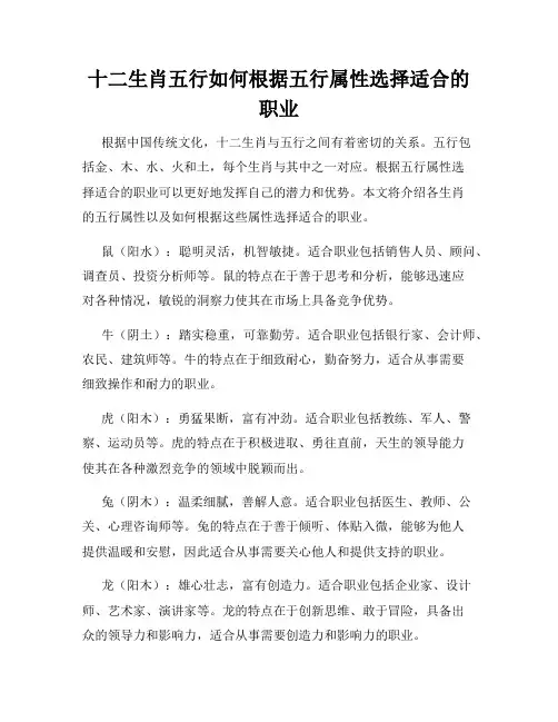 十二生肖五行如何根据五行属性选择适合的职业