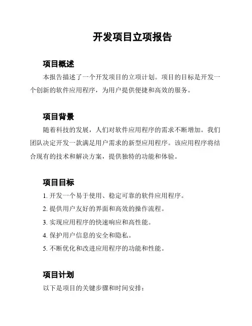 开发项目立项报告