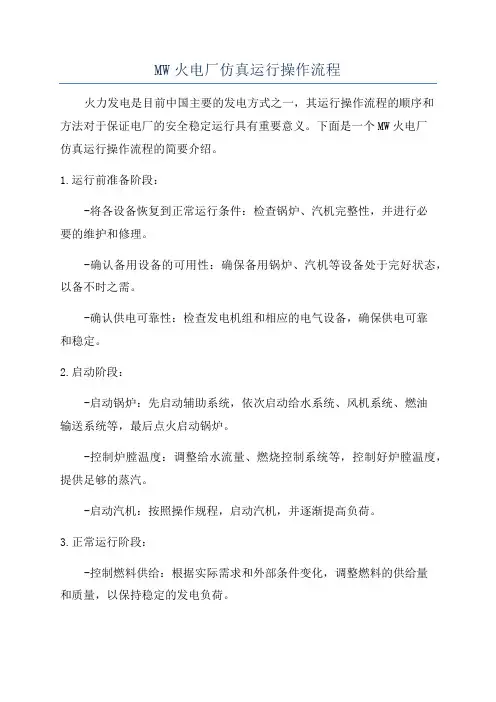 MW火电厂仿真运行操作流程