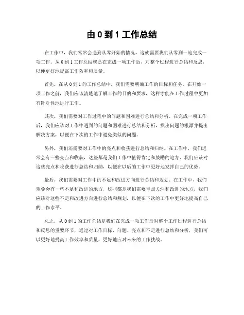 由0到1工作总结