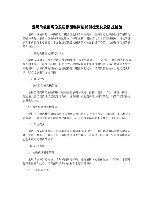 猪魏氏梭菌病的发病原因临床症状剖检变化及防控措施