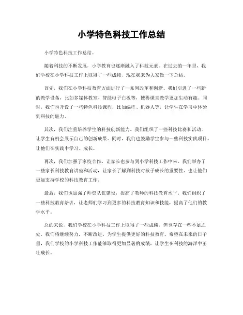 小学特色科技工作总结