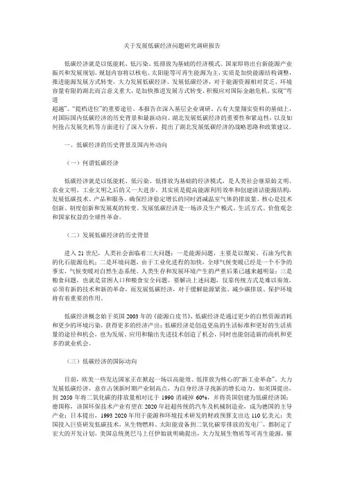 关于发展低碳经济问题研究调研报告