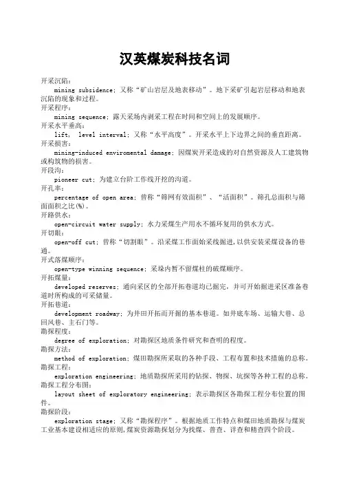 采矿专业英语词汇