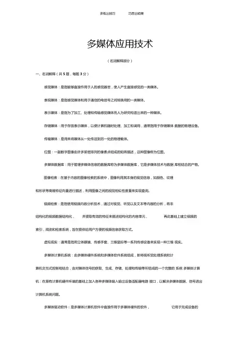多媒体应用技术名词解释