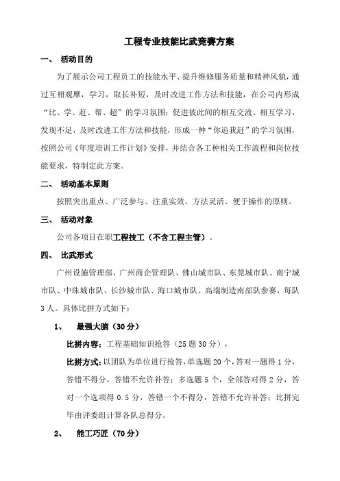 工程技能比武竞赛方案