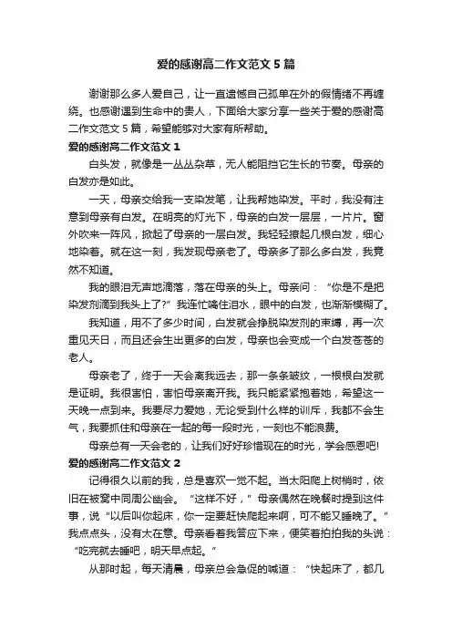 爱的感谢高二作文范文5篇