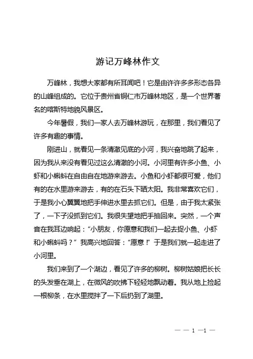 游记万峰林作文