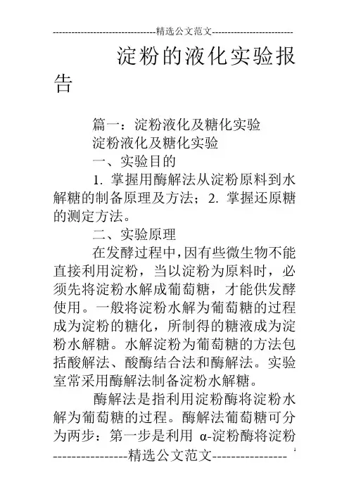 淀粉的液化实验报告