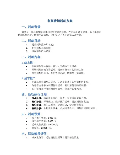 刺梨营销活动方案