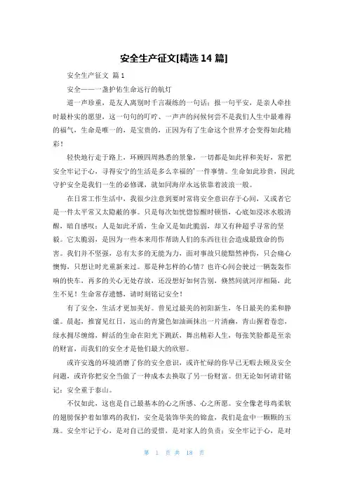 安全生产征文[精选14篇]