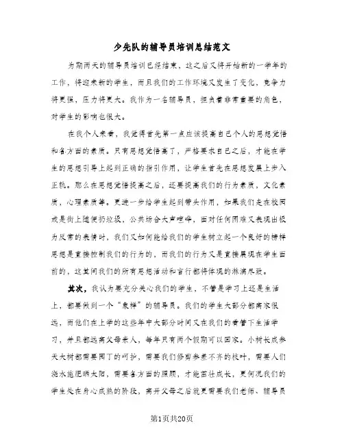 2024年少先队的辅导员培训总结范文（6篇）