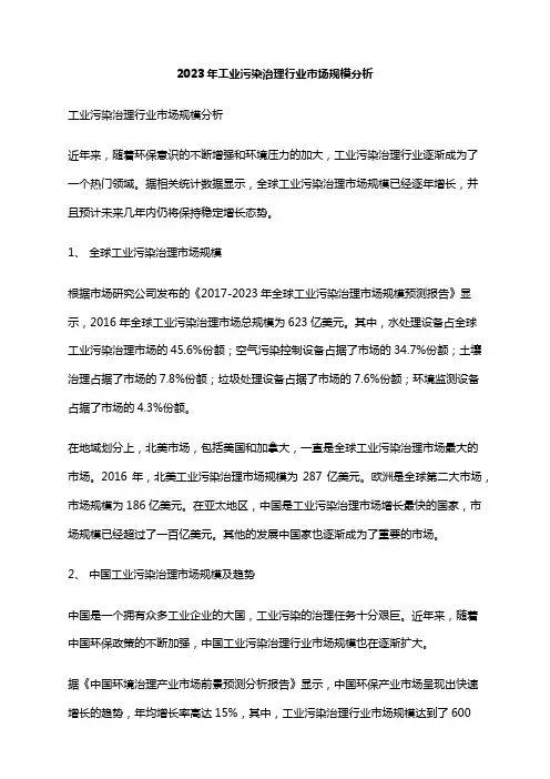 2023年工业污染治理行业市场规模分析