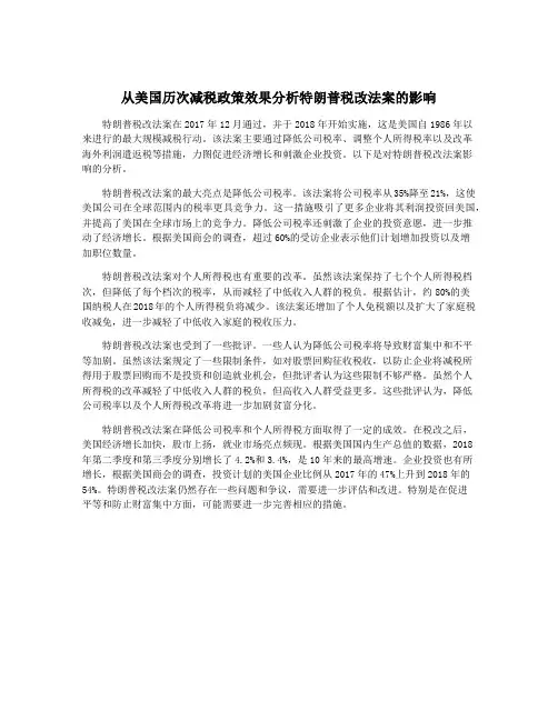 从美国历次减税政策效果分析特朗普税改法案的影响