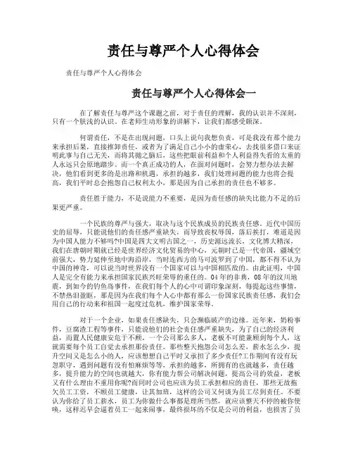 责任与尊严个人心得体会