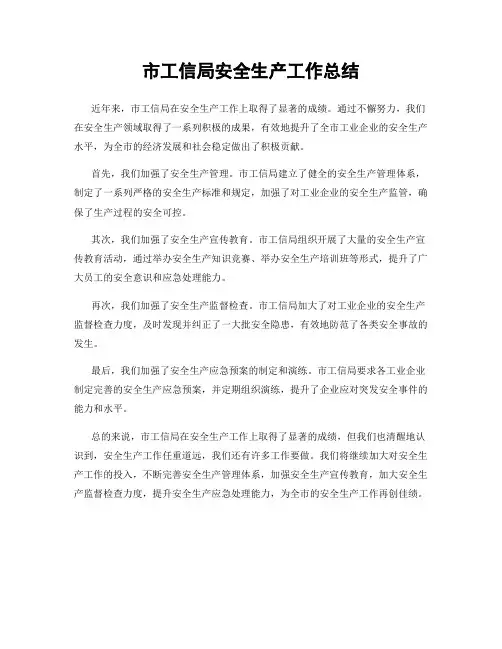市工信局安全生产工作总结