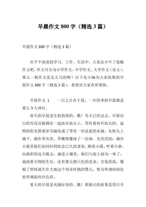 早晨作文800字(精选3篇)