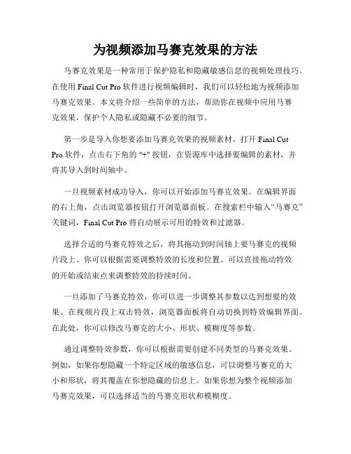 为视频添加马赛克效果的方法