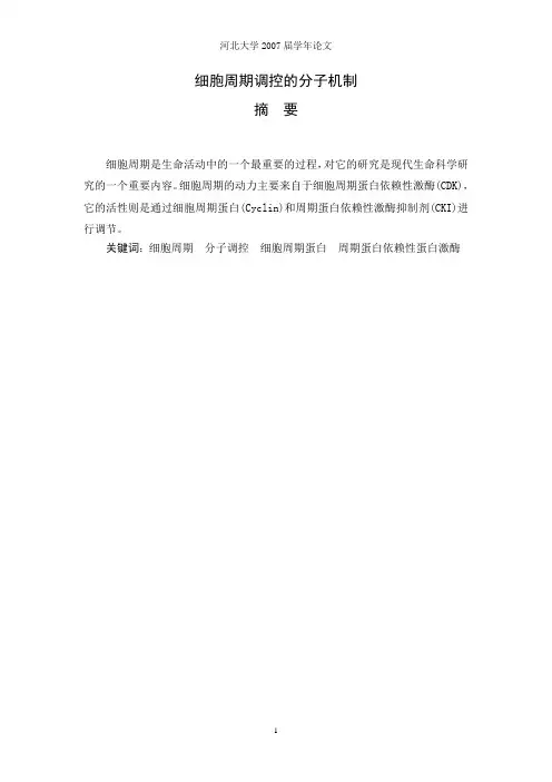 细胞周期调控的分子机制