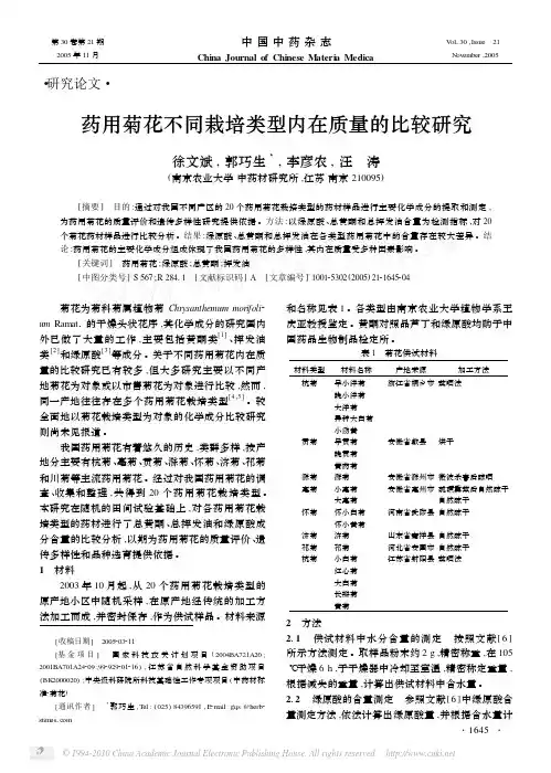 药用菊花不同栽培类型内在质量的比较研究_徐文斌