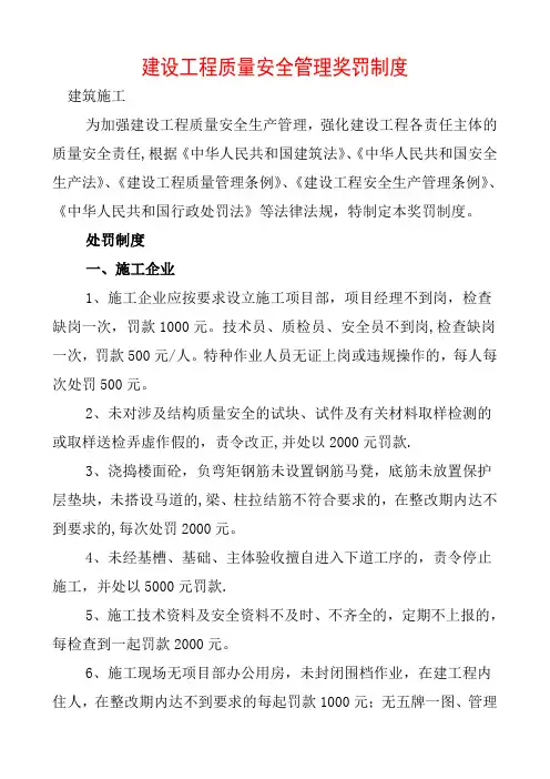 建设工程质量安全管理违规处罚规定