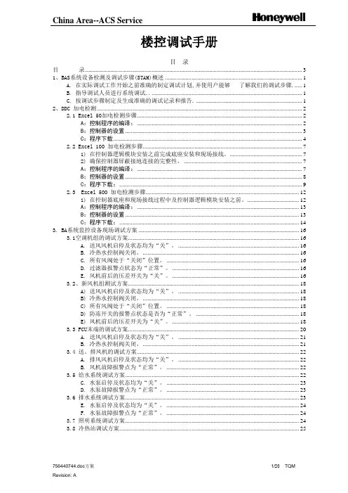 精选HONEYWELL楼控调试手册