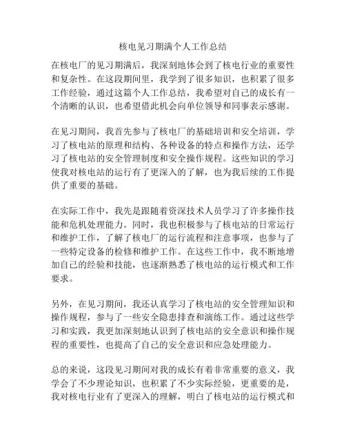 核电见习期满个人工作总结