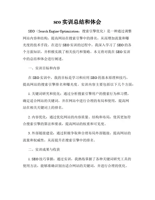 seo实训总结和体会