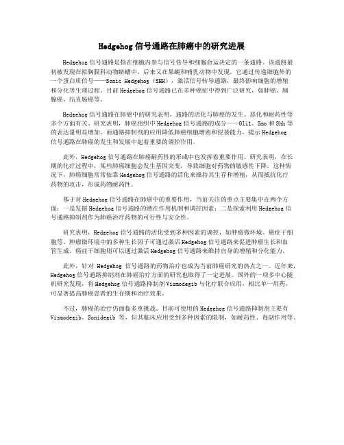 Hedgehog信号通路在肺癌中的研究进展