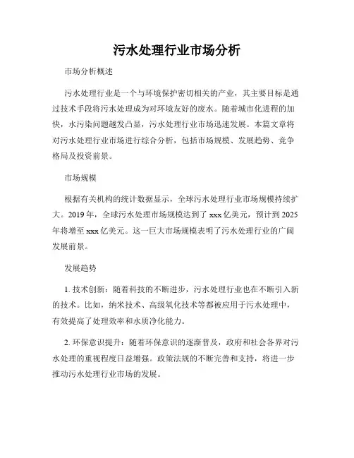 污水处理行业市场分析