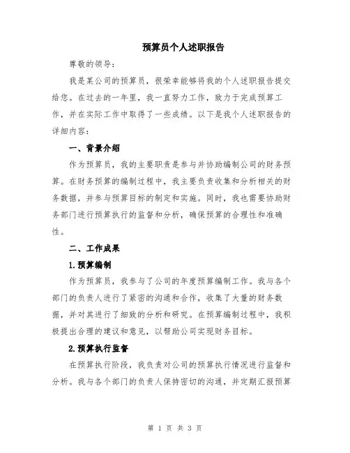 预算员个人述职报告