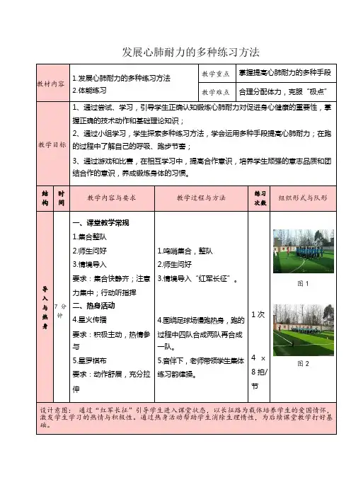发展心肺耐力的多种练习方法教案