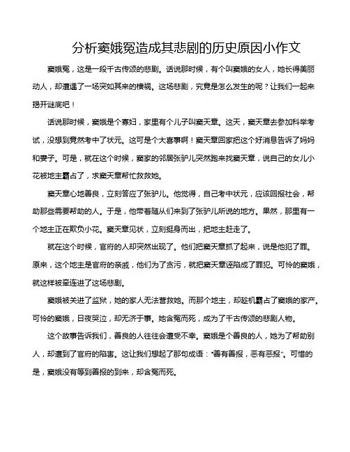 分析窦娥冤造成其悲剧的历史原因小作文