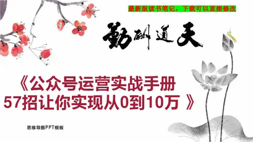 《公众号运营实战手册 57招让你实现从0到10万 》读书笔记思维导图