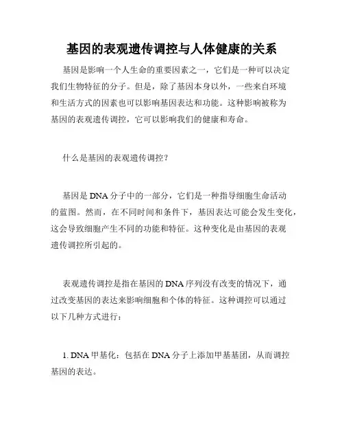 基因的表观遗传调控与人体健康的关系