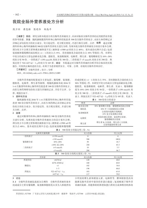 我院全肠外营养液处方分析