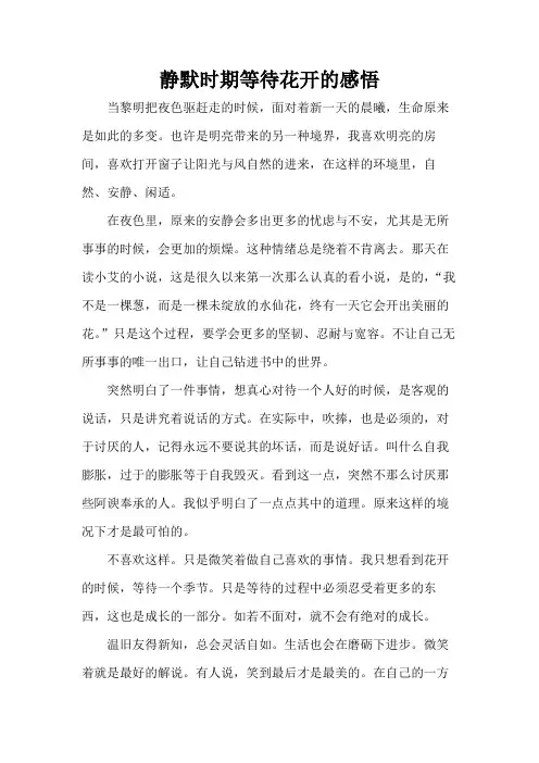 静默时期等待花开的感悟