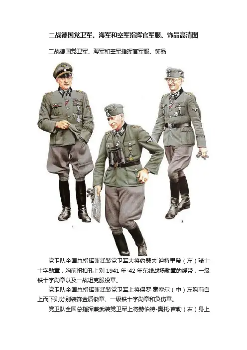 二战德国党卫军、海军和空军指挥官军服、饰品高清图
