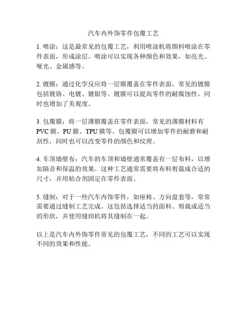 汽车内外饰零件包覆工艺