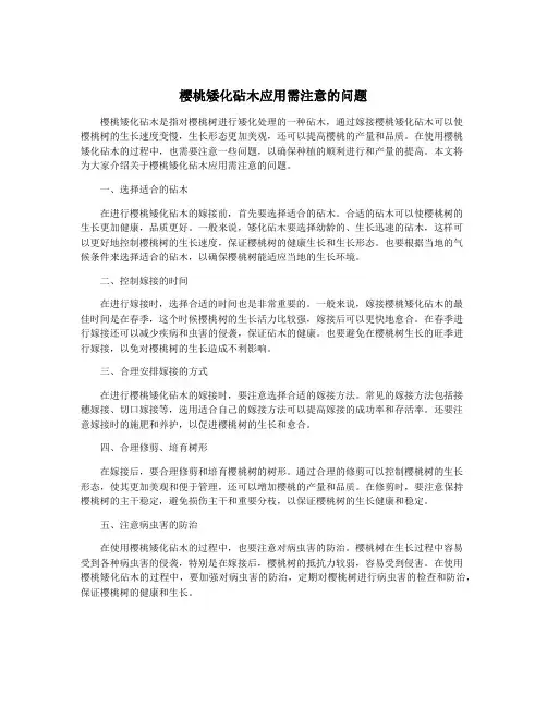 樱桃矮化砧木应用需注意的问题