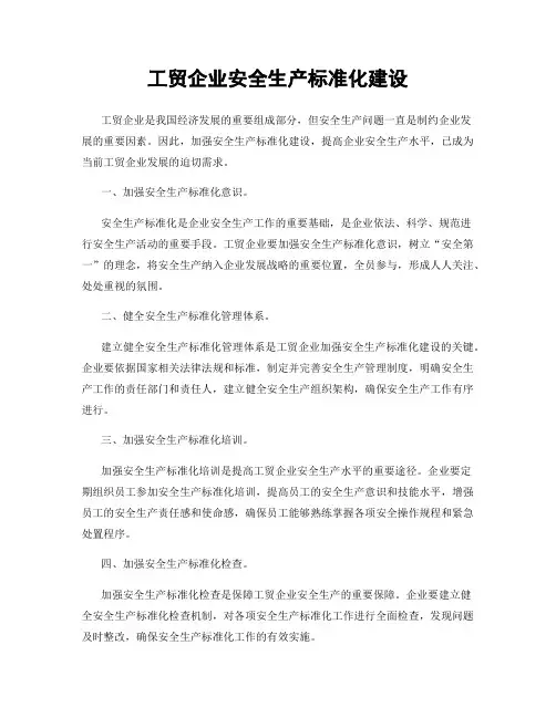 工贸企业安全生产标准化建设