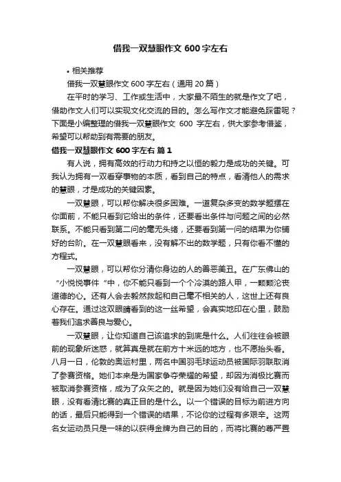 借我一双慧眼作文600字左右