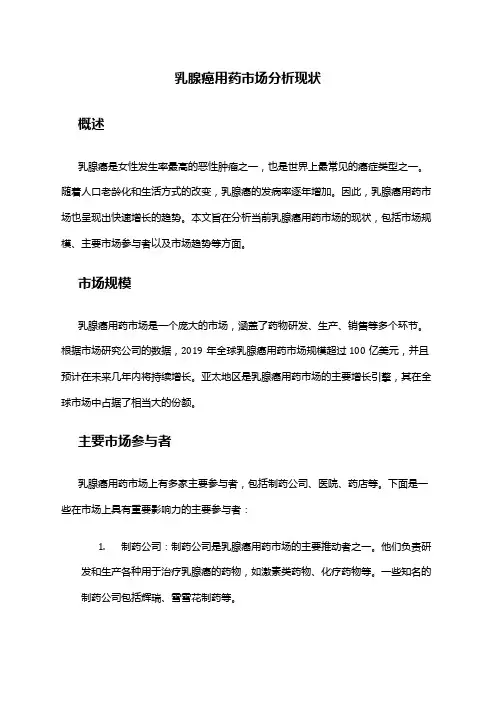2024年乳腺癌用药市场分析现状