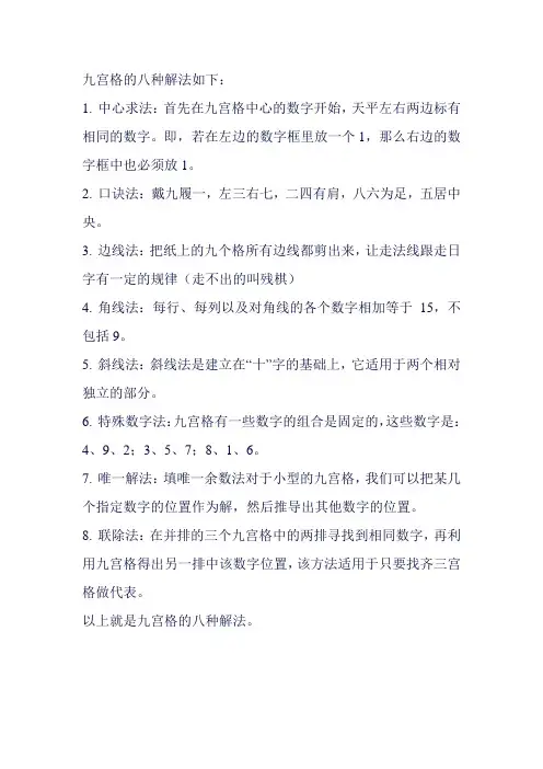 九宫格的八种解法