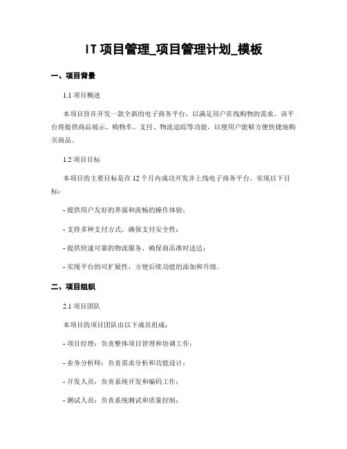 IT项目管理_项目管理计划_模板