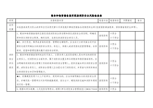 粮食和物资储备场所现场消防安全风险检查表