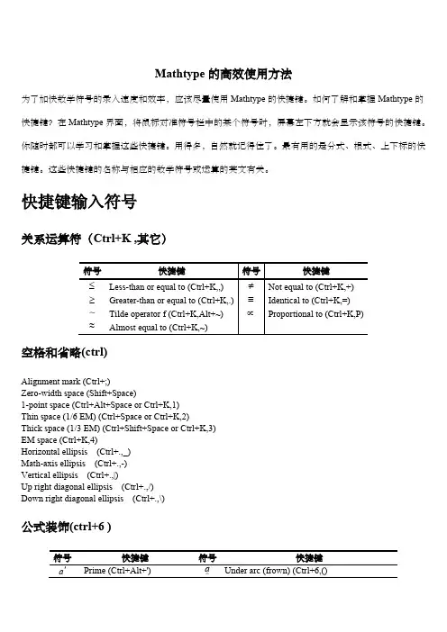 Mathtype的高效使用方法