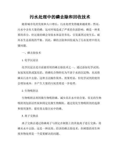 污水处理中的磷去除和回收技术