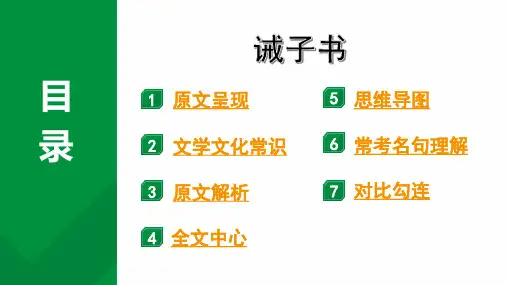 2024成都语文中考试题研究备考第五部分 古诗文阅读 专题一 文言文阅读 诫子书“三行对译”(讲)